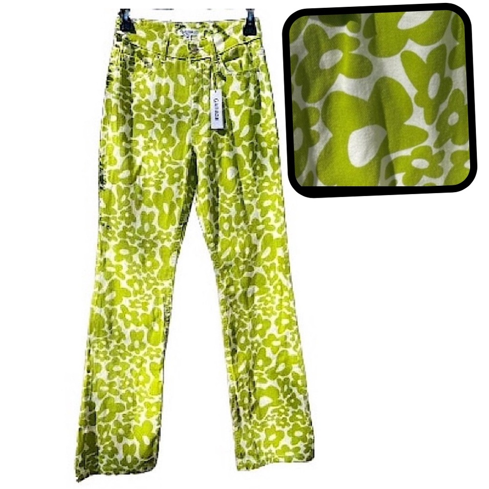 NWT! {garage} Rare Funky 70s Flower Power High Waist Denim Jeans